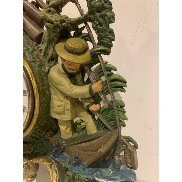 20th Century Polychrome Spelter Clock with Breton Sailor Decoration For Sale - Image 3 of 9