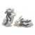 Vintage Porcelain Floral Rose and Blue Bow Bunny Rabbit Statues- A Set For Sale