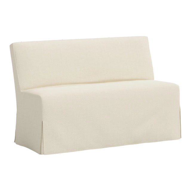 Stoffer Home x Cloth & Company Lindy Slipcover Dining Banquette in Relaxed Linen Cream For Sale