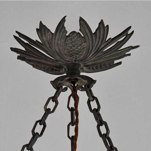 French Art Deco Pendant Light by Galle - 1925 Cameo Gallé Chandelier France For Sale - Image 12 of 15
