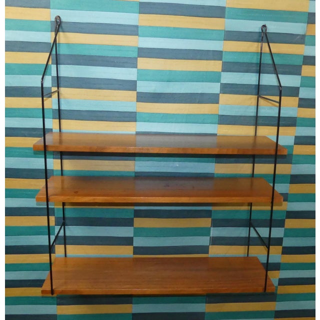 Wood Vintage String Shelf in Walnut, 1960s For Sale - Image 7 of 12