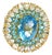 Bochic "Flamenco" Vintage Blue Topaz & White Topaz Gem Ring 18K Gold & Silver For Sale