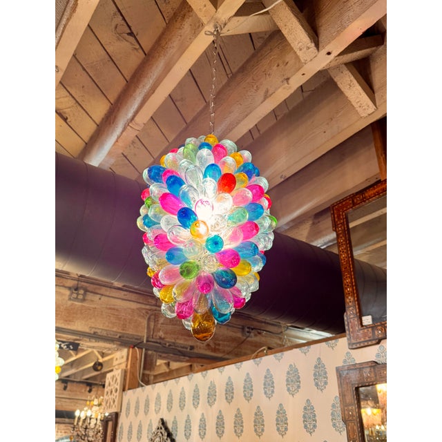 Light Fixture of Stained Colorful Handblown Glass For Sale - Image 4 of 12