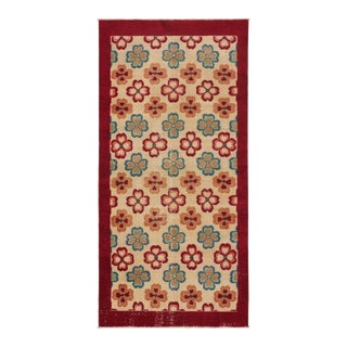 Vintage Zeki Müren Runner in Beige With Colorful Floral Pattern From Rug & Kilim For Sale