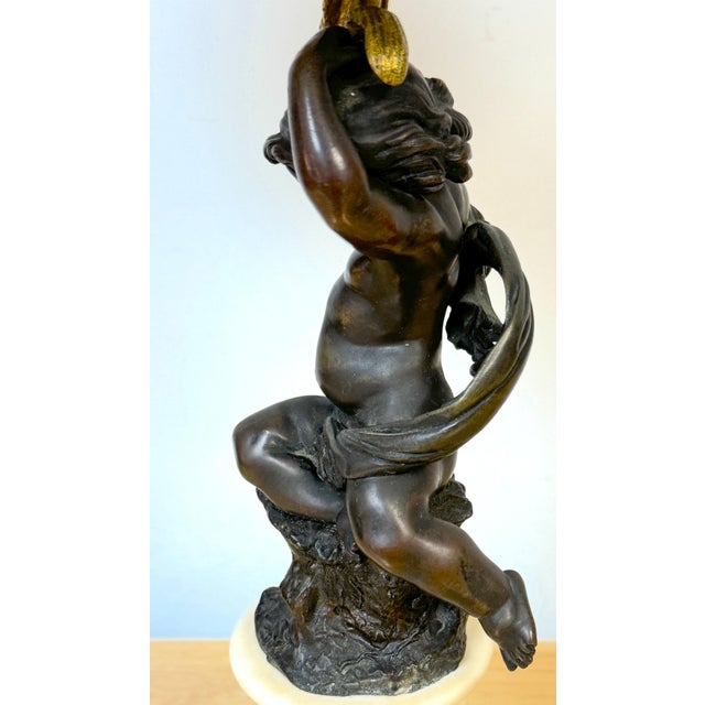 Louis XVI Style Figural Putti Ormolu & Bronze Tole Bouillotte Lamp For Sale - Image 4 of 12