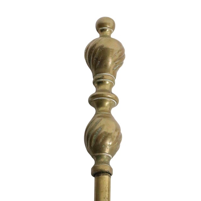 Vintage Four Piece Brass Fireplace Tool Set For Sale - Image 9 of 10