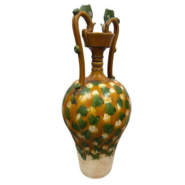 Ceramic Early 20th Century Chinese Sancai-Glazed Double Dragon-Handled Amphora/Vase For Sale - Image 7 of 13