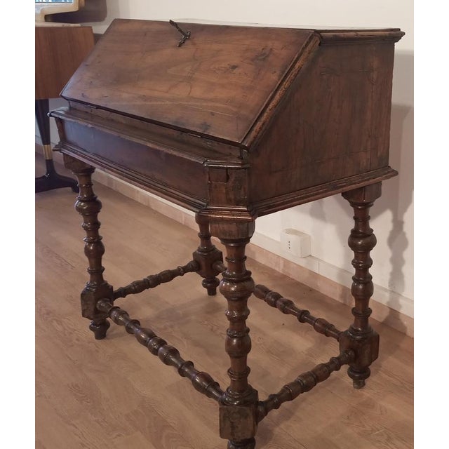 Louis XIII Style Walnut Flap Writing Desk, Italy, 18th Century For Sale - Image 9 of 18