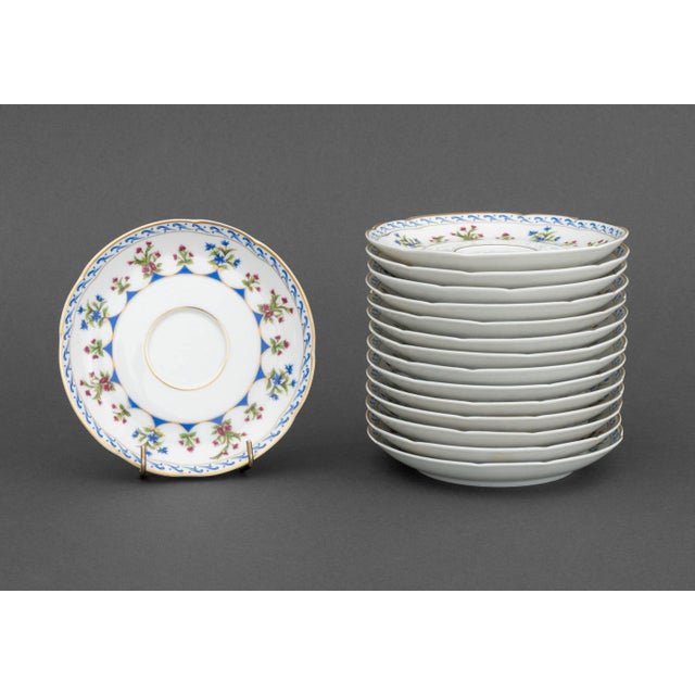 Bernardaud "Chateaubriand Blue" Limoges Porcelain Partial Tea Service, each marked "L. Bernardaud &amp; Co. / Limoges /...