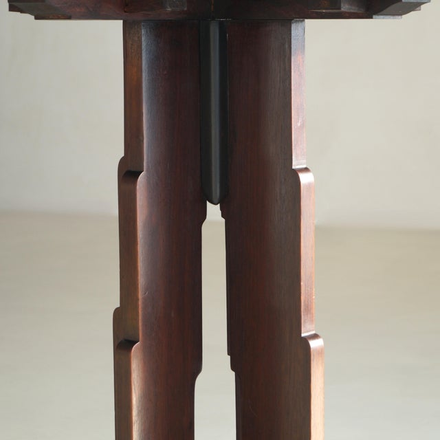 Dutch Amsterdam School Art Deco Side Table with Stepped Design and Ball Feet, 1920s For Sale - Image 13 of 18