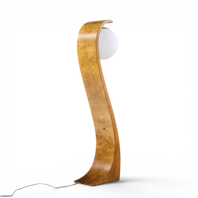 Wood Mid 20th Century Jack Haywood for Modeline Mid Century Serpentine Floor Lamp For Sale - Image 7 of 9