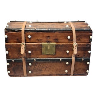 Mid 19th Century Jenny Lind Style Small Carriage Trunk With Currier & Ives Print For Sale