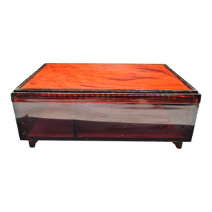 Vintage Faux Tortoise Shell Lucite Jewelry Box