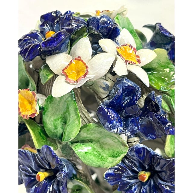 Vintage Italian Majolica Floral Topiary For Sale - Image 9 of 12