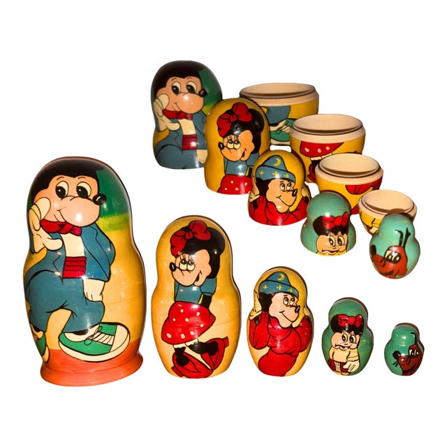 1950s Mickey Mouse & Friends Nesting Doll Set For Sale