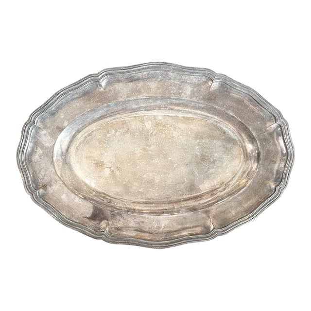 Vintage Hotel Silver-Tone Metal Platter For Sale