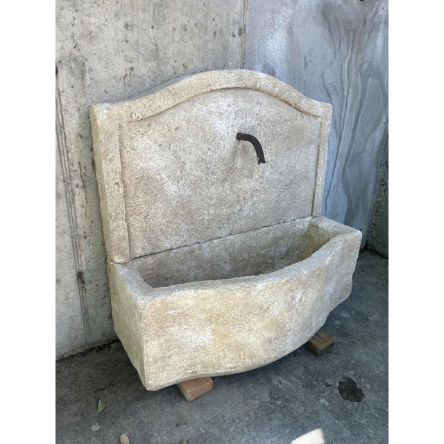 Charleval 2-Piece Limestone Wall Fountain From Provence, France For Sale - Image 12 of 14