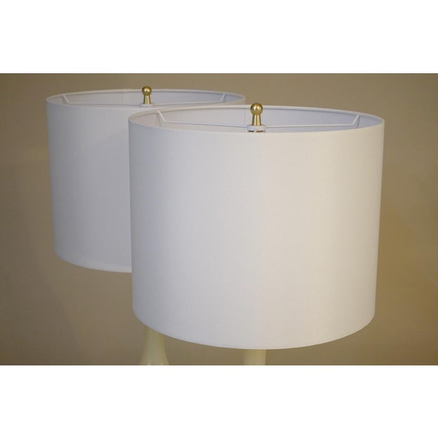 Matched Pair Nos Hollywood Regency Modern Alabaster Marble "Teardrop" Urn Style Column Table Lamps Italy 1970's Minty! For Sale - Image 11 of 13