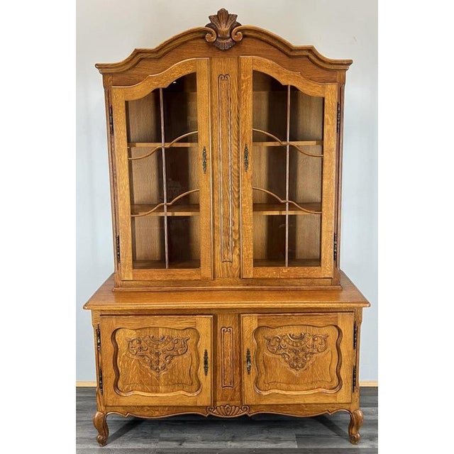 Vintage French Louis XVI Style Oak Display Bookcase For Sale - Image 12 of 12