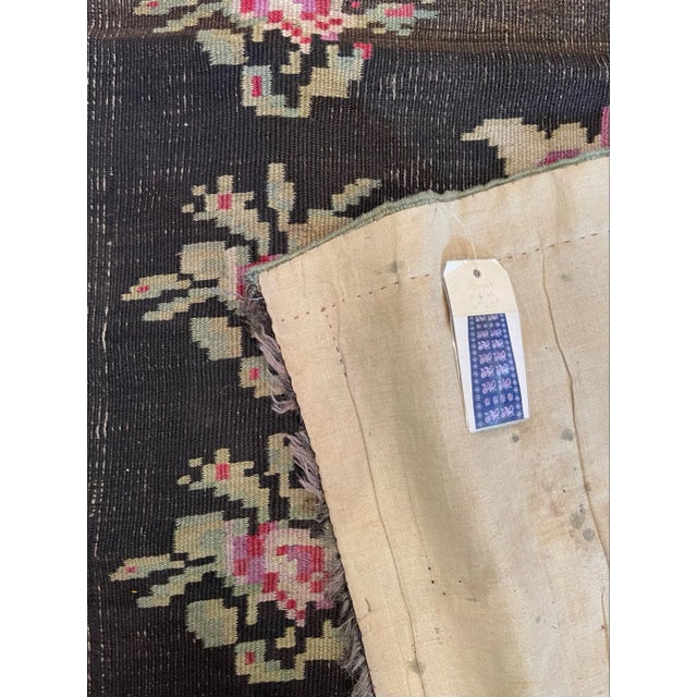 Green Early 20th Century Antique Kilim Floral Runner - 12'6'' X 5'3'' For Sale - Image 8 of 8