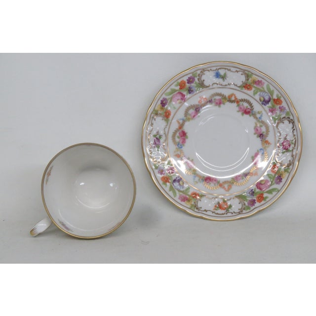 Mid 20th Century Schumann Arzberg Germany Bone China Flowers Tea Cup and Saucer Set 4650b For Sale - Image 5 of 12