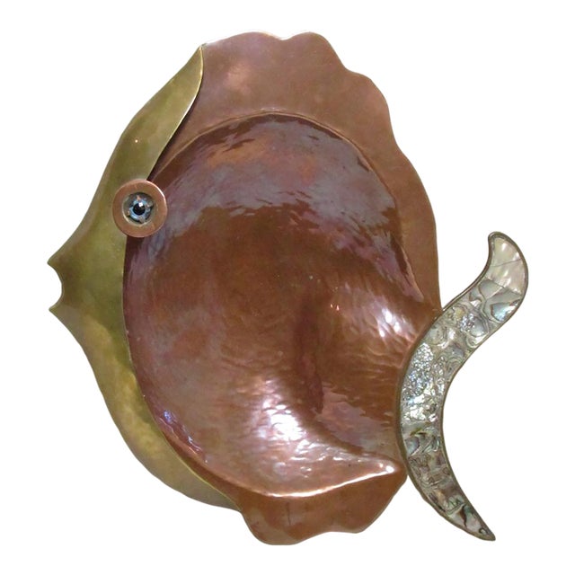 1960s Los Castillo Style Mexican Copper Fish Dish For Sale
