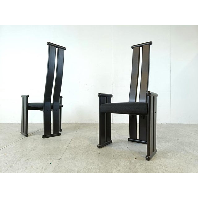 Postmodern High-Back Dining Chairs in the style of Vico Magistretti, 1970s, Set of 6 For Sale - Image 3 of 10