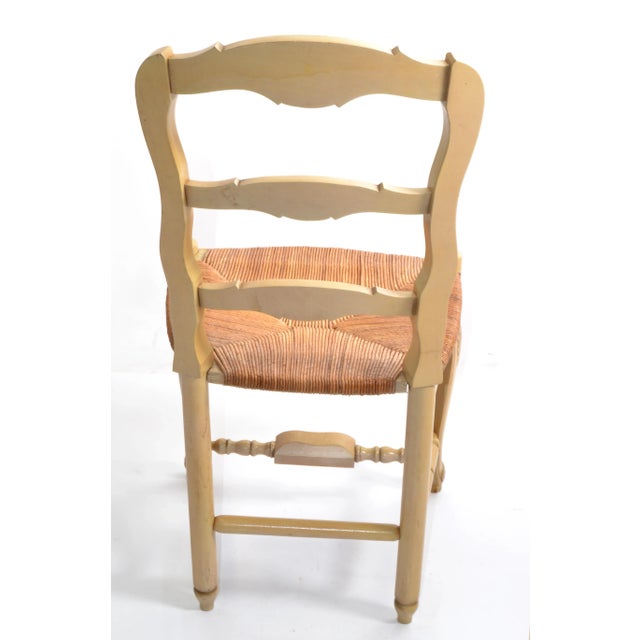 1950s French Country Carved Papercord Seat Chair For Sale - Image 9 of 13