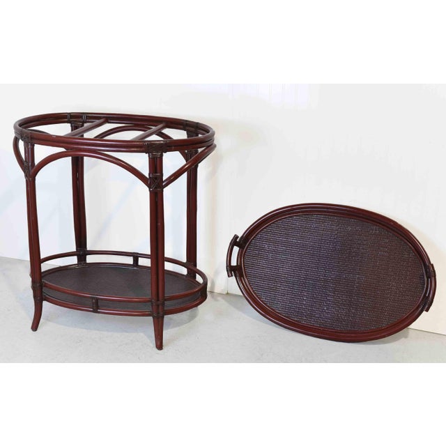 Vintage Hollywood Regency Bamboo Cane Removable Tray Table For Sale - Image 11 of 12