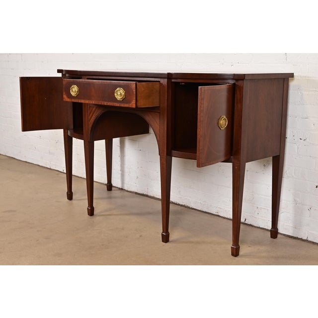 Brown 1980s Baker Furniture Federal Inlaid Mahogany Sideboard Credenza, Newly Refinished For Sale - Image 8 of 15