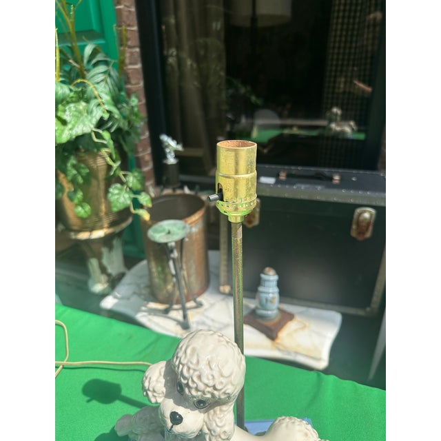 Vintage Ceramic Sitting Poodle Table Lamp For Sale - Image 4 of 7