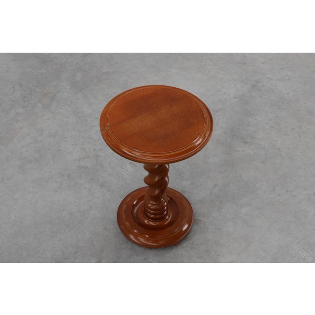 Brown French Art Deco Oak Side Table with Twisted Base, 1940s For Sale - Image 8 of 11