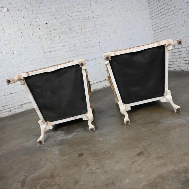 1980’s French Louis XV Style Fauteuil Armchairs Whitewashed Frames & Contemporary Fabric For Sale - Image 9 of 12