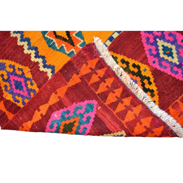 Vintage Handwoven Turkish Kilim – Mid-Century Collector Piece – Boho Flat Weave Rug – Farmhouse & Transitional Decor – 5′6″ X 6′8″ For Sale - Image 11 of 12