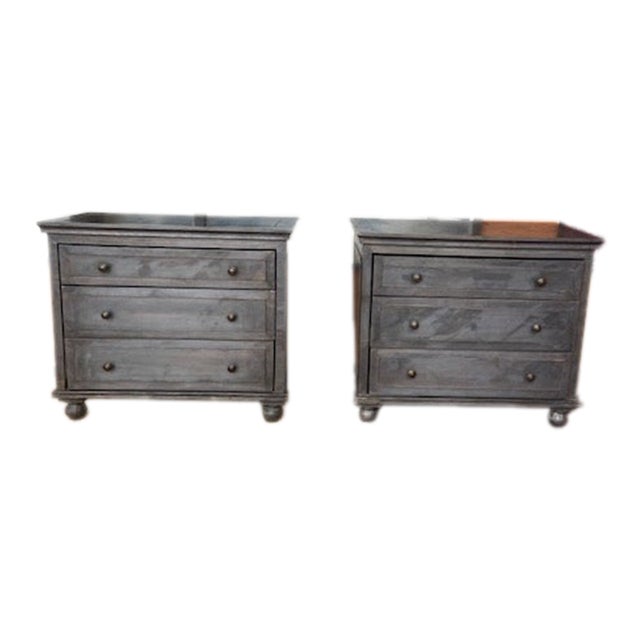 Restoration Hardware Annecy Metal-Wrapped Closed Nightstands For Sale