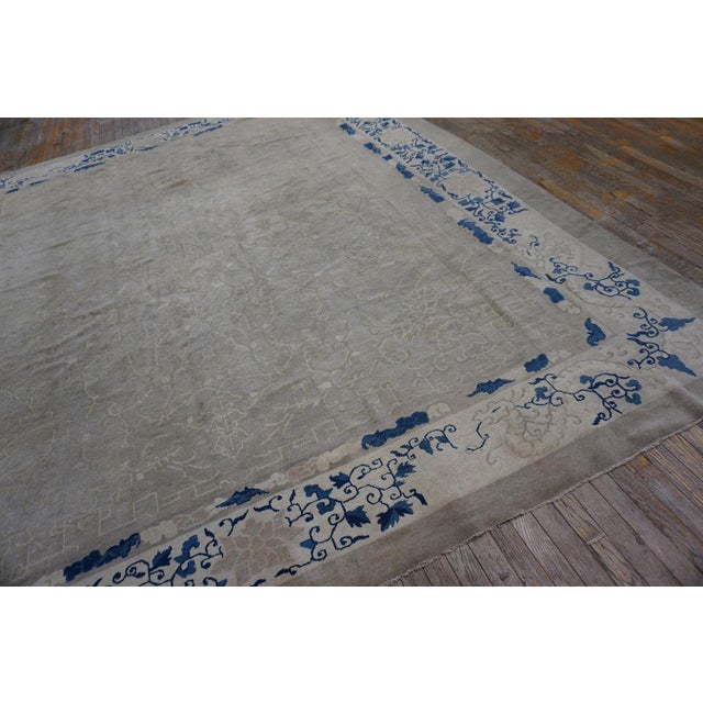 1880s Antique Beige Cream Open Field Chinoiserie Qing Style Chinese Peking Rug For Sale In New York - Image 6 of 11