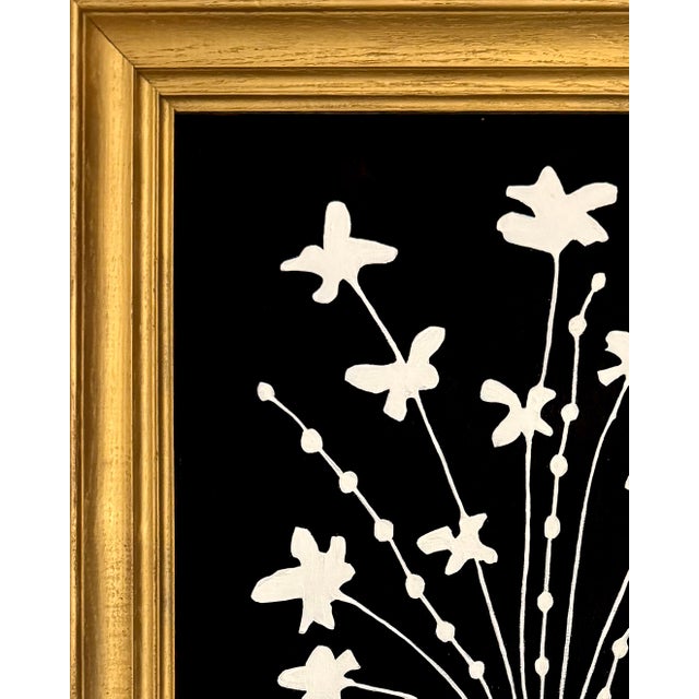 Contemporary Original Contemporary Black and White Framed Floral Painting For Sale - Image 3 of 3