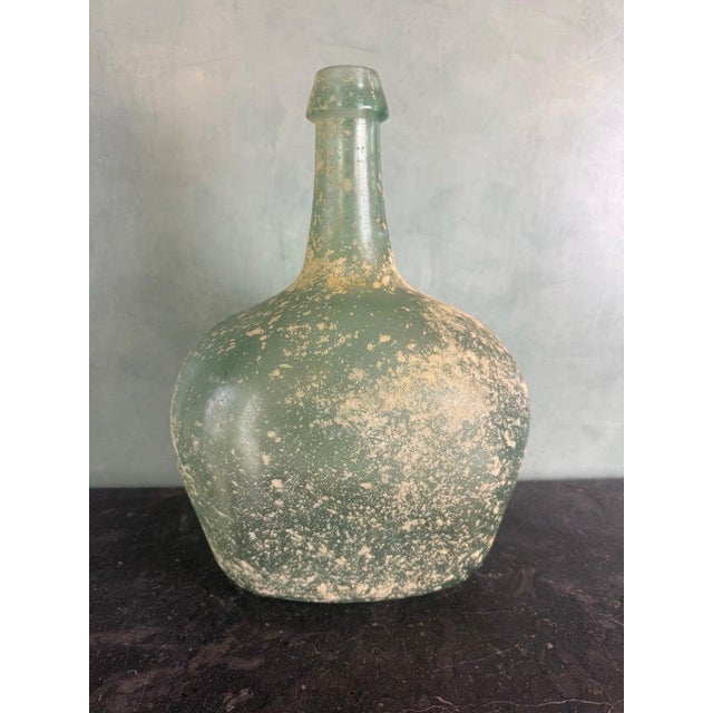 Contemporary Spanish Hand-Blown Seafoam Glass Vessel With Weathered Patina Finish For Sale - Image 3 of 9
