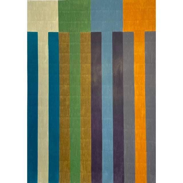 Paper Color Pencil Drawing With Blue and Bronze For Sale - Image 7 of 7