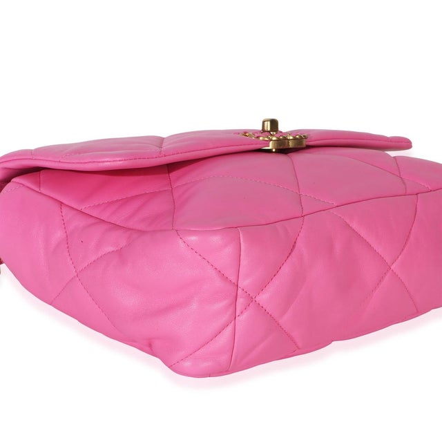 Pink Quilted Lambskin Large Chanel 19 Flap Bag For Sale In New York - Image 6 of 9