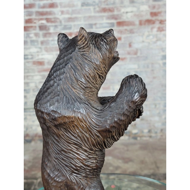 Wood Vintage Black Forest Figurine - Carved Standing Bear For Sale - Image 7 of 12