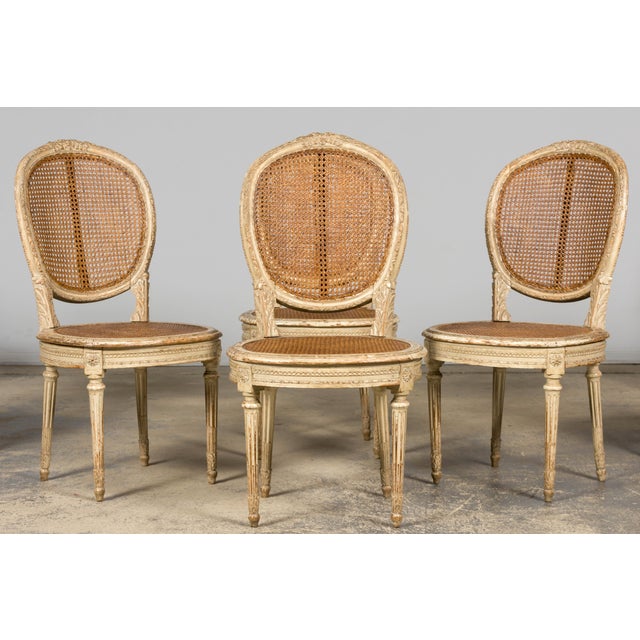 French Early 19th Century French Louis XVI Painted Cane Dining Chairs - Set of 10 For Sale - Image 3 of 18