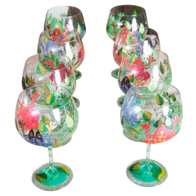 Glass Red Wine Wine Frog Glasses - Set of 8 For Sale - Image 7 of 7
