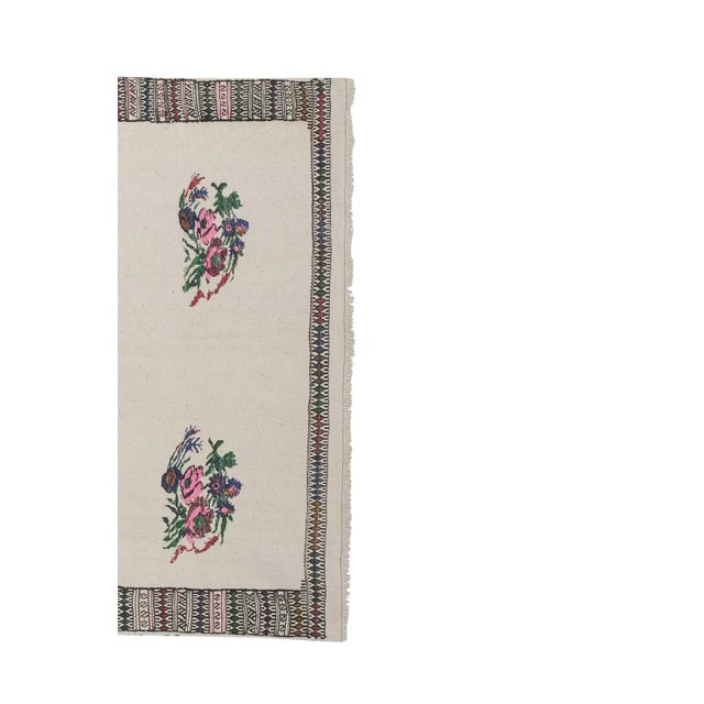Vintage Floral Aubusson Kilim Rug For Sale - Image 4 of 13