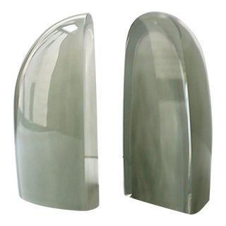 Grey Art Glass Bookends European For Sale