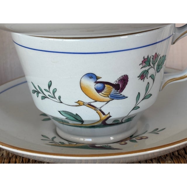 Late 20th Century Four Spode Queen's Bird Cup and Saucer Sets For Sale - Image 12 of 16