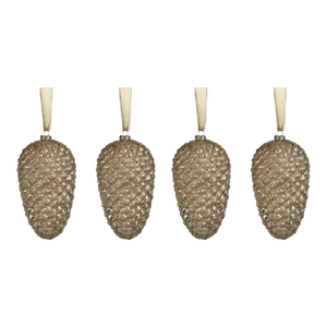 Alamo 9.5" Long Glass Pine Cone Hanging Ornaments, Set of 4