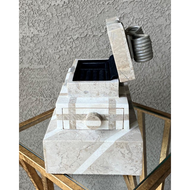Whimsical Circa 1980 Multi-Tier Tessellated Travertine Stone Jewelry Box by Renoir Designs For Sale - Image 16 of 18