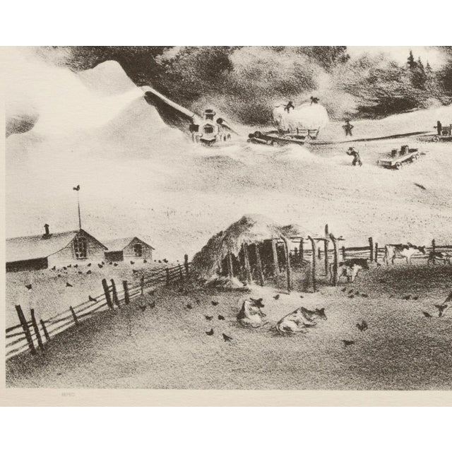 Farmhouse 1939 After Adolf Dehn "Threshing", First Edition Period Offset Lithograph For Sale - Image 3 of 8