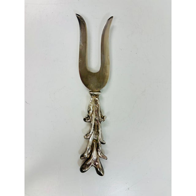 Metal Vintage Michael Aram & Maryse Boxer 'I Love You' Coral Handled Silver-Plated 3-Piece Serving Cutlery Set For Sale - Image 7 of 11